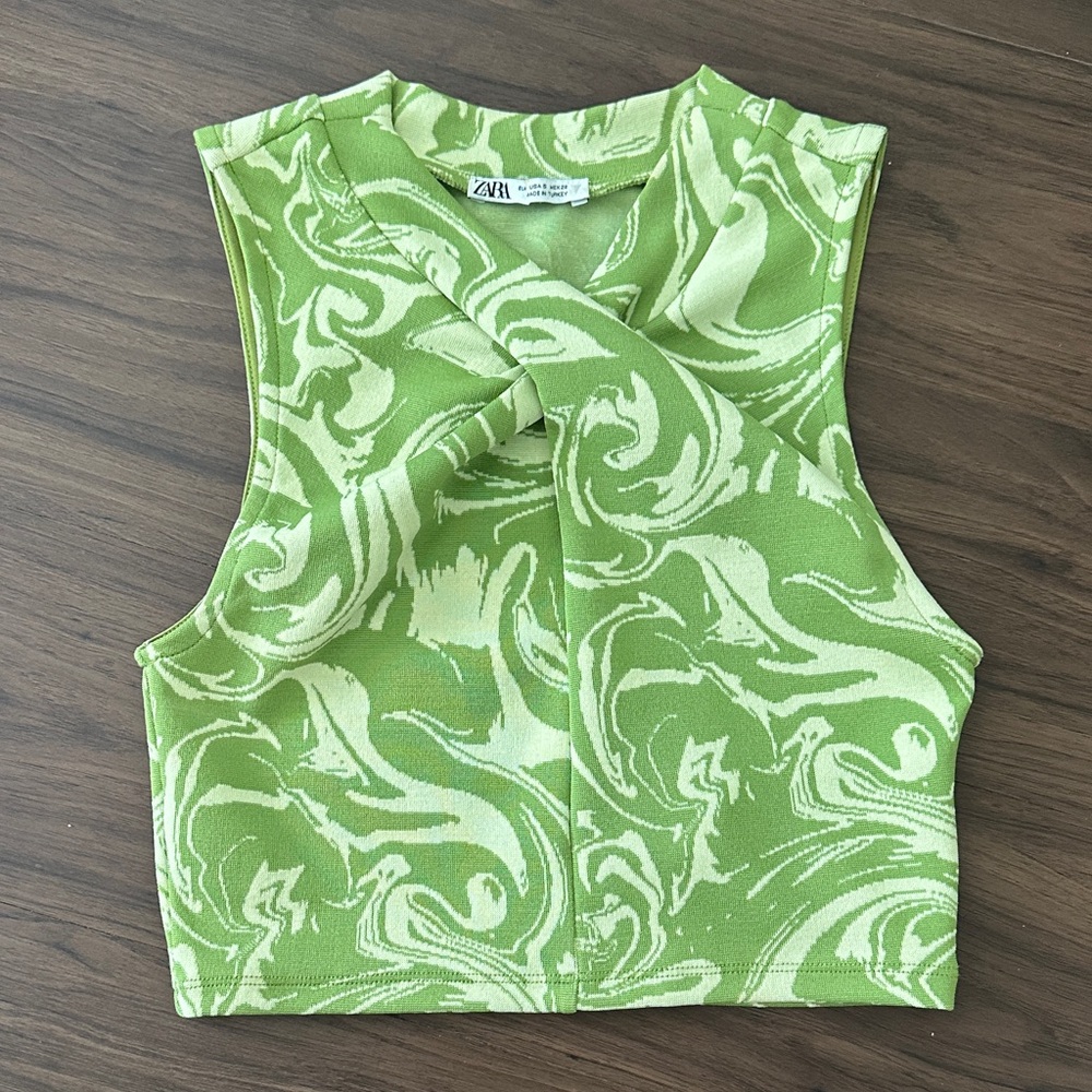 Zara Lime Green Swirl Tank Top